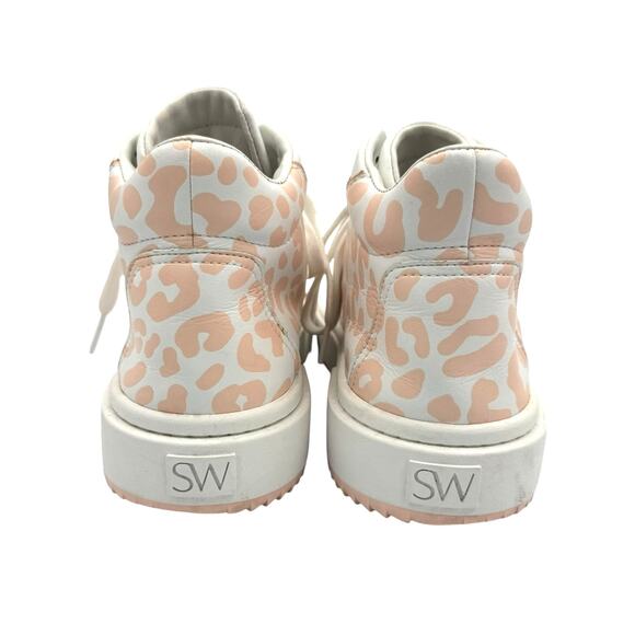 Stuart Weitzman Ryan Pink Rosewater Cheetah Leather High Top Fashion Sneakers - Picture 7 of 11